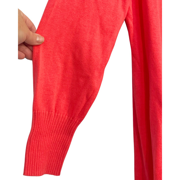 Isaac Mizrahi Live QVC Sz L Long Cardigan Duster Tropical Pink Cotton Blend Knit - Picture 5 of 10